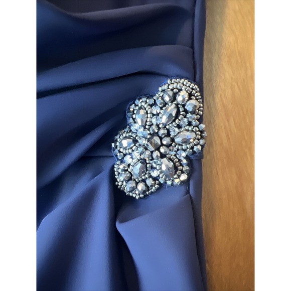 Alex Evenings Women's Short Faux-wrap Dress Hip Embellishment Blue Size 8 - Picture 2 of 6